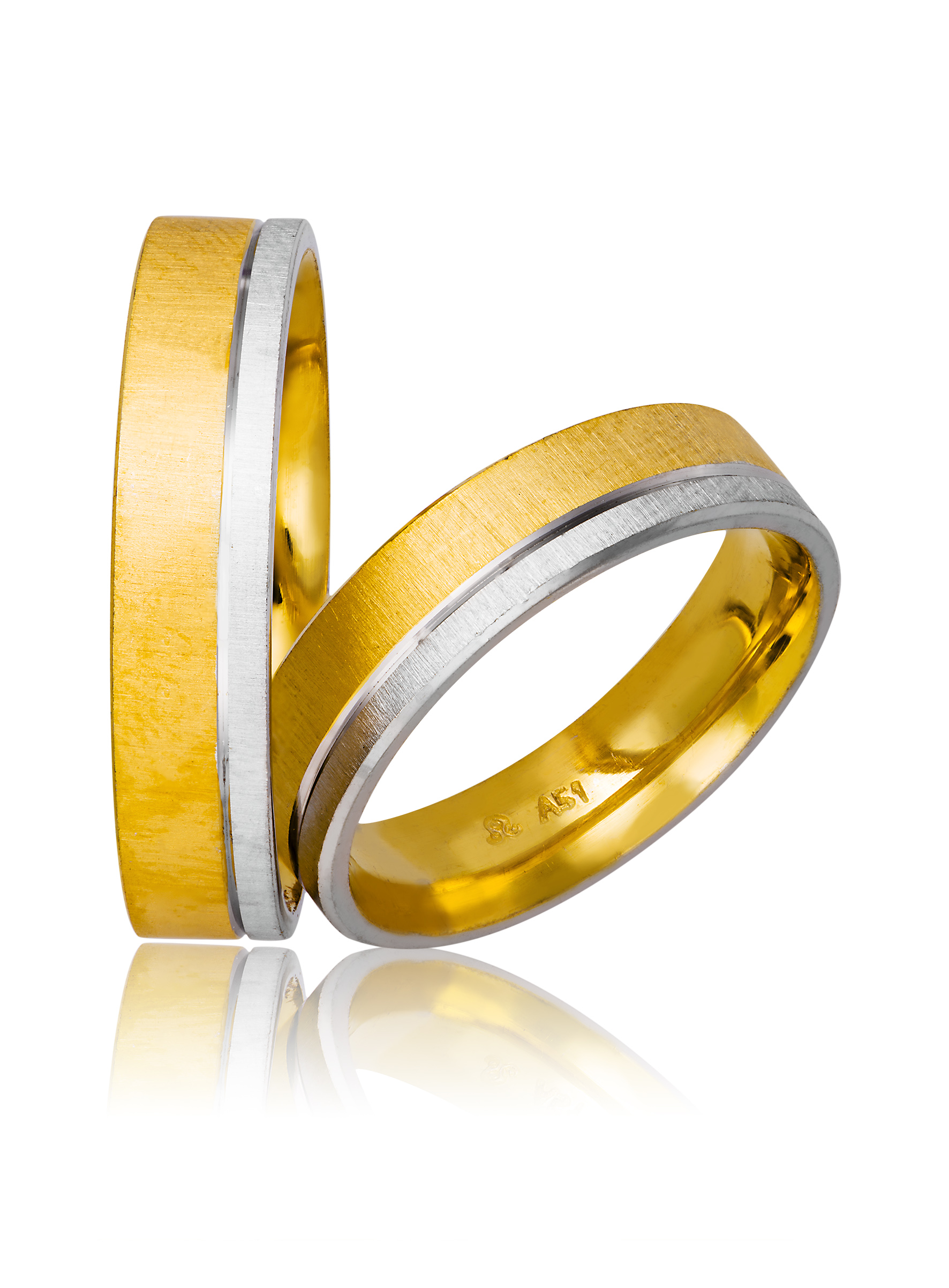 Βέρες γάμου σατινέ απο χρυσό και λευκόχρυσο 5.0mm.